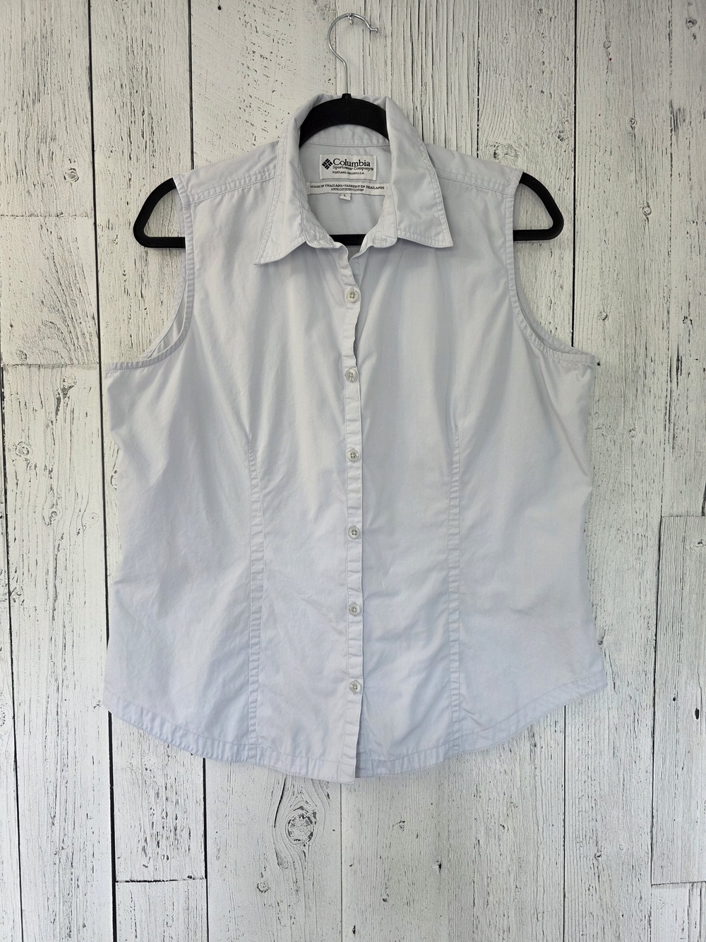 Columbia Sportswear Sleeveless Button-Up Shirt Light Blue Y2K Size L Outdoor